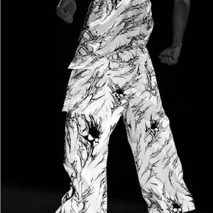 Men's Black and White Graphic Cargo Pants